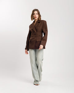 Blazer monopetto con fusciacca MARRONE- 3190 slc