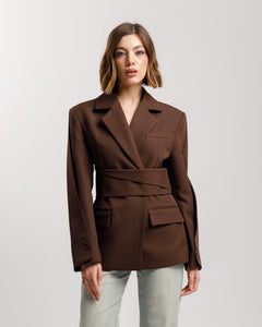Blazer monopetto con fusciacca MARRONE- 3190 slc