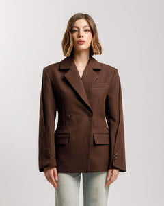 Blazer monopetto con fusciacca MARRONE- 3190 slc
