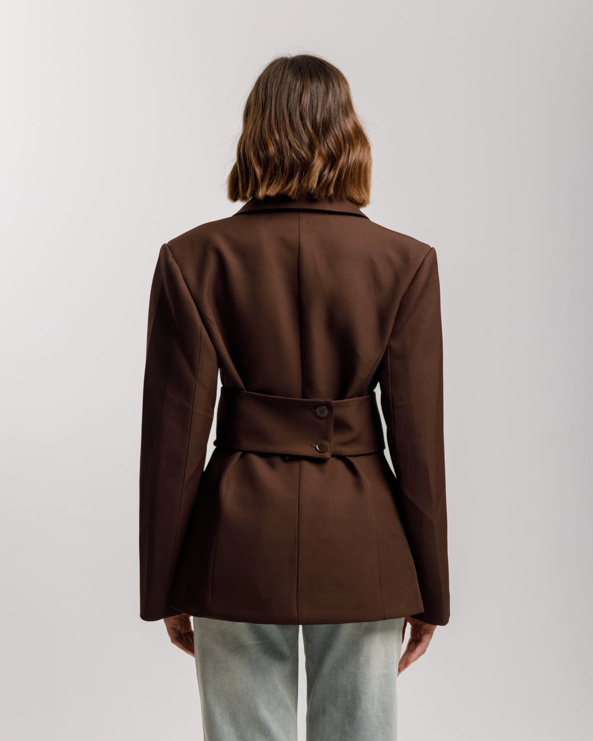 Blazer monopetto con fusciacca MARRONE- 3190 slc