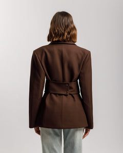 Blazer monopetto con fusciacca MARRONE- 3190 slc
