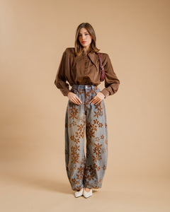 Camicia in viscosa con spalline MARRONE - 31676