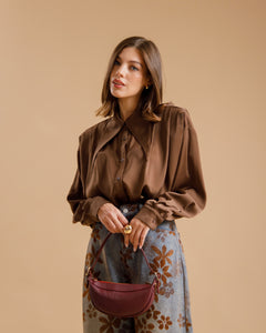 Camicia in viscosa con spalline MARRONE - 31676