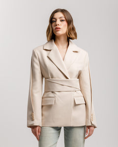Blazer monopetto con fusciacca crema - 3190 slcT