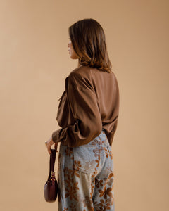Camicia in viscosa con spalline MARRONE - 31676
