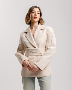 Blazer monopetto con fusciacca crema - 3190 slcT