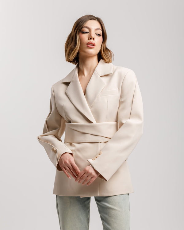 Blazer monopetto con fusciacca crema - 3190 slcT