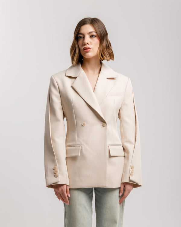 Blazer monopetto con fusciacca crema - 3190 slcT