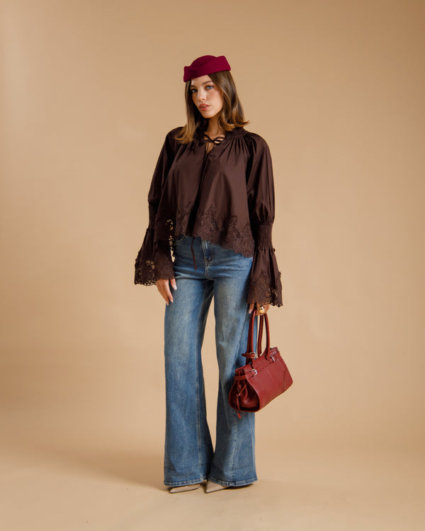 Camicia boho MARRONE - 31692