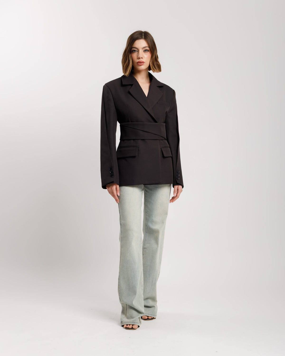 Blazer monopetto con fusciacca NERO - 3190 Slc