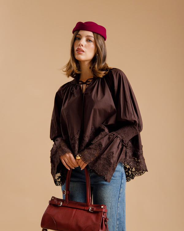 Camicia boho MARRONE - 31692