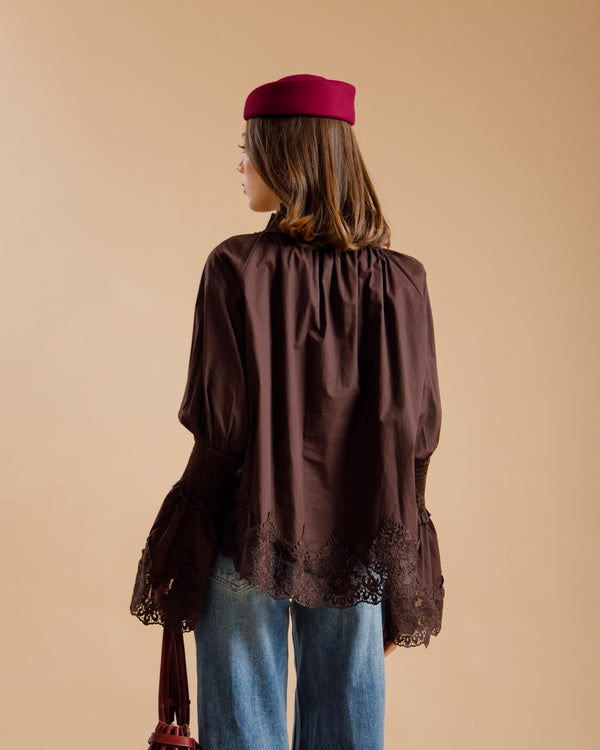 Camicia boho MARRONE - 31692