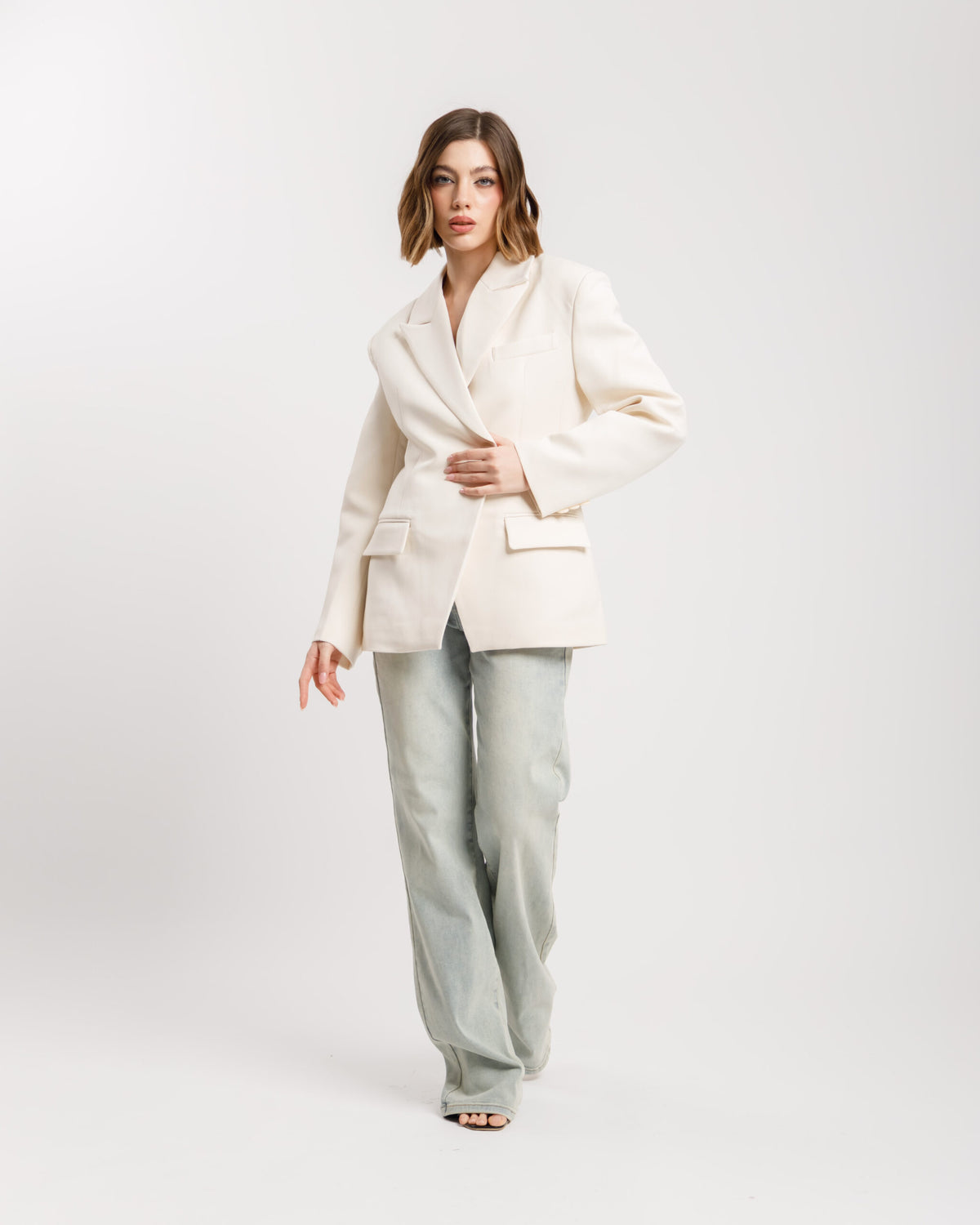 Blazer monopetto strutturato PANNA - 3182 slcTT