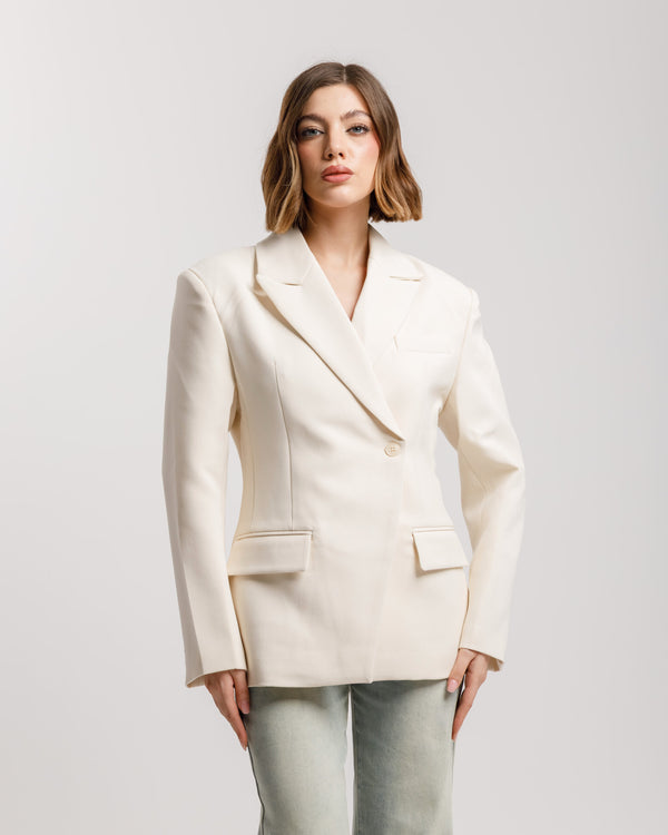 Blazer monopetto strutturato PANNA - 3182 slcTT