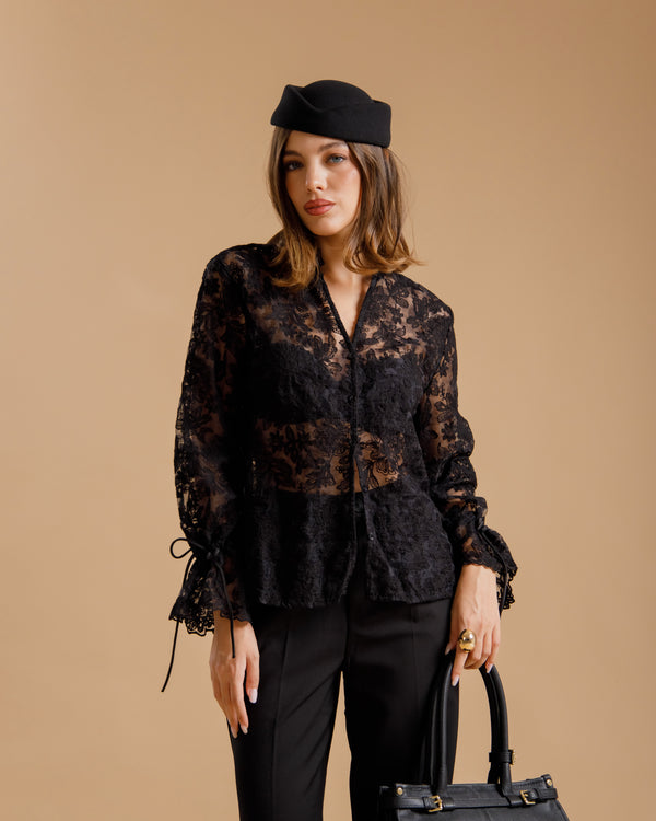 Camicia in pizzo NERA - JM22828