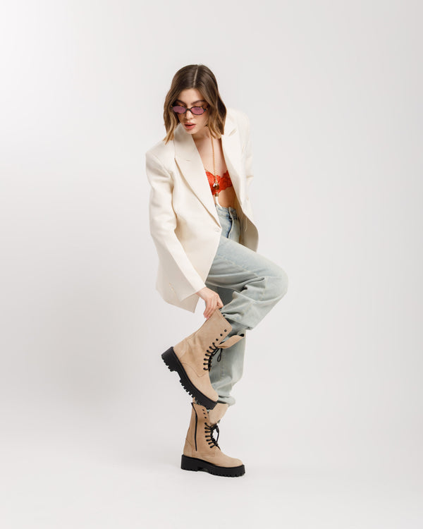 Anfibi in suede BEIGE - 3000