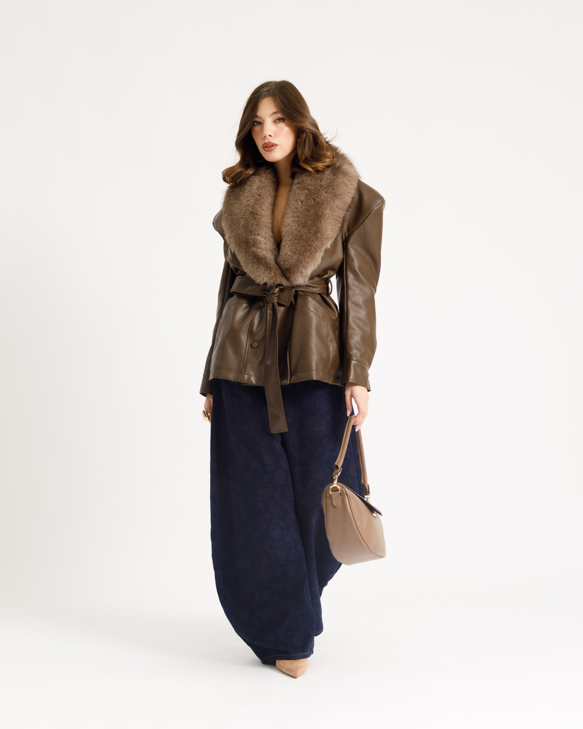 Giacca in finta pelle con eco-fur - PU12317