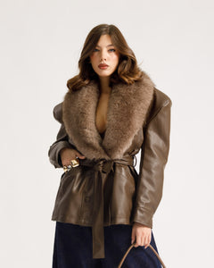 Giacca in finta pelle con eco-fur - PU12317