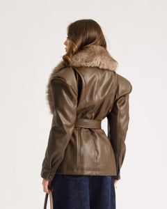 Giacca in finta pelle con eco-fur - PU12317