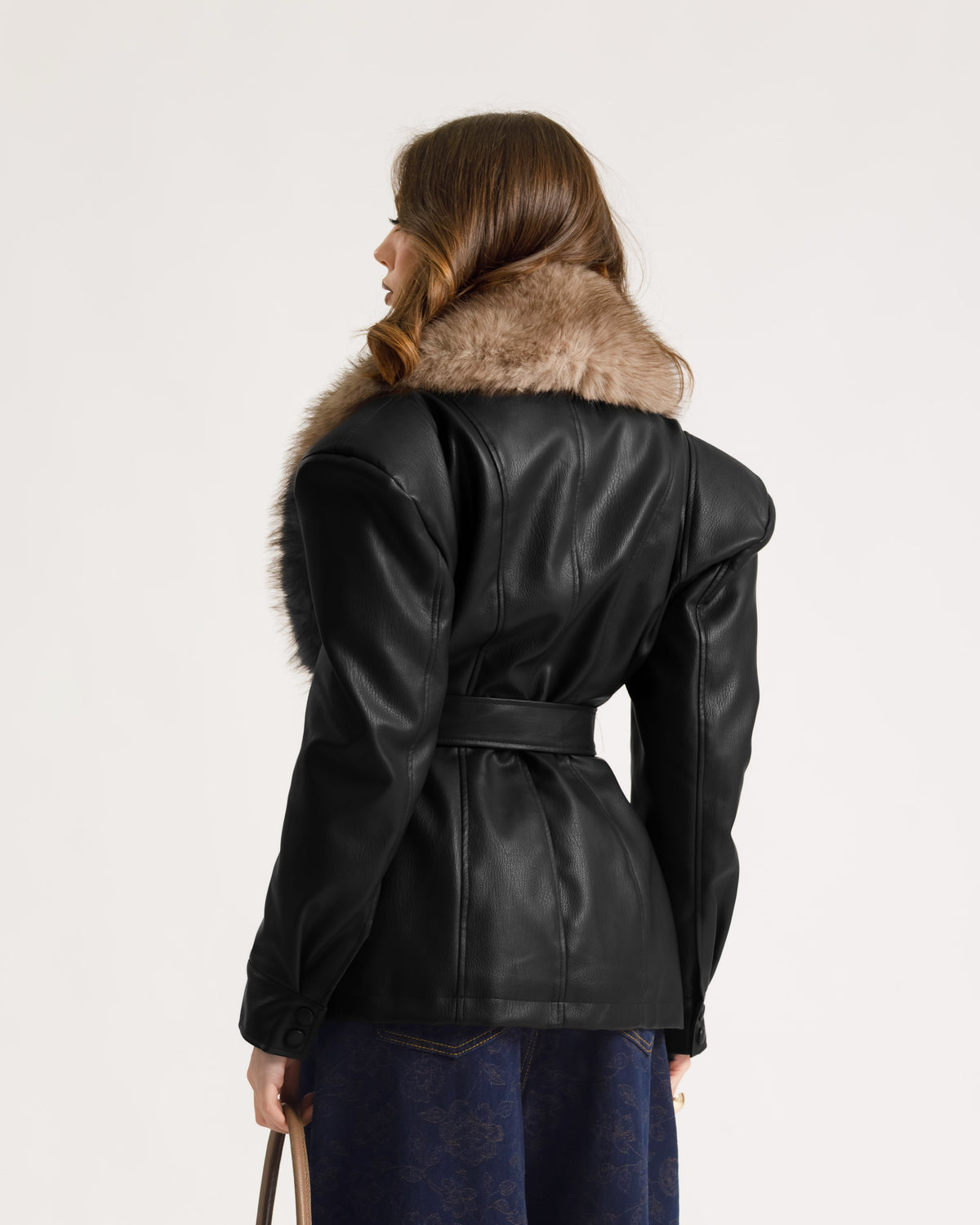 Giacca in finta pelle con eco-fur - PU12317