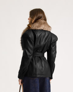 Giacca in finta pelle con eco-fur - PU12317