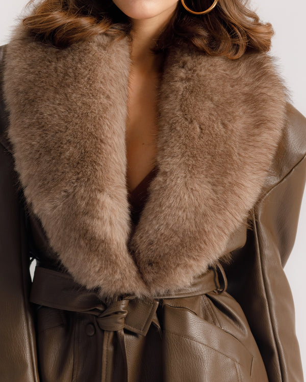 Veste en similicuir avec fausse fourrure - PU12317