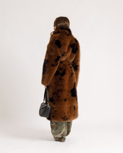 Eco-fur lunga con collo ampio stampata - A20