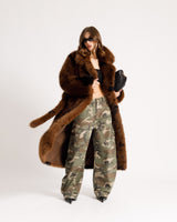 Eco-fur lunga con collo ampio stampata - A20