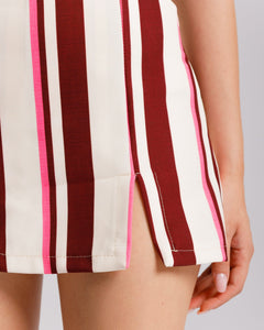Minigonna shorts a righe FUCSIA - AS9131