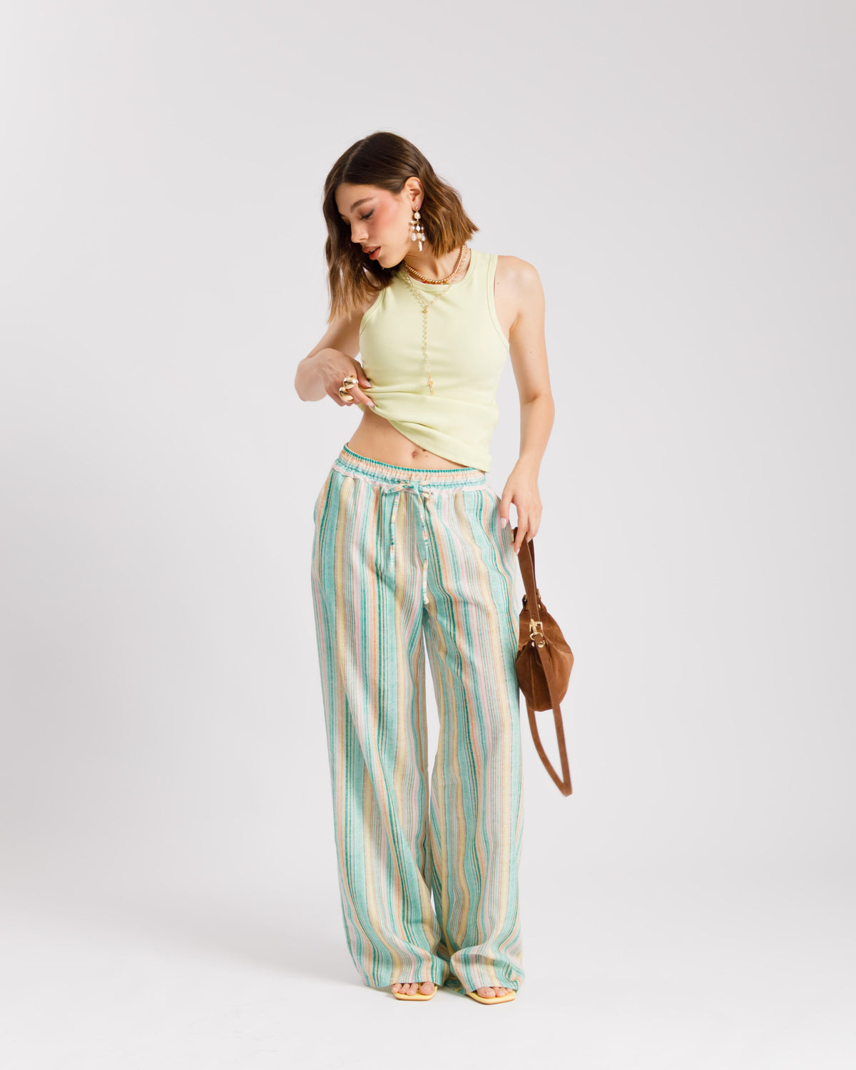 Pantaloni a righe VERDE - 11625