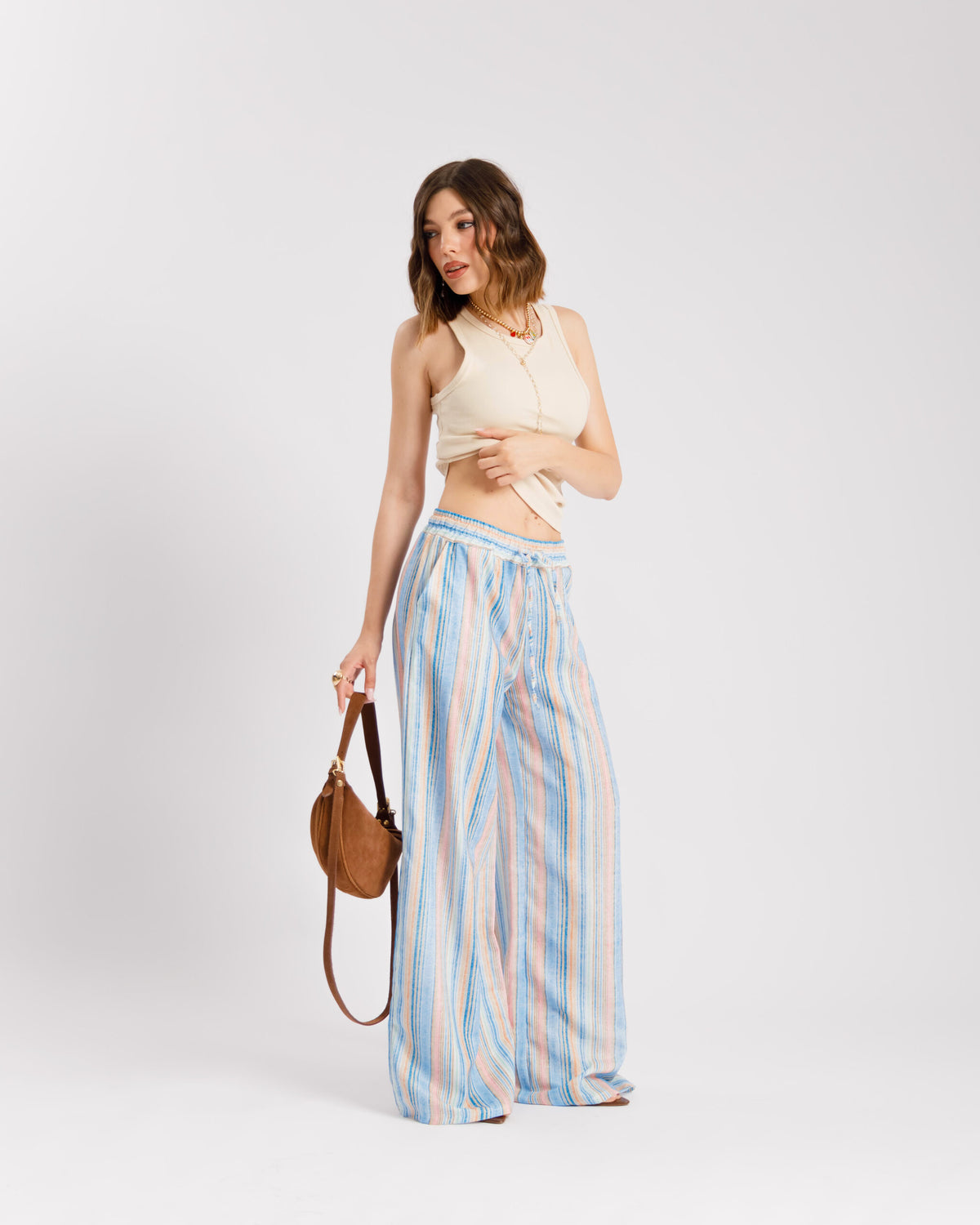 Pantaloni a righe AZZURRO - 11625