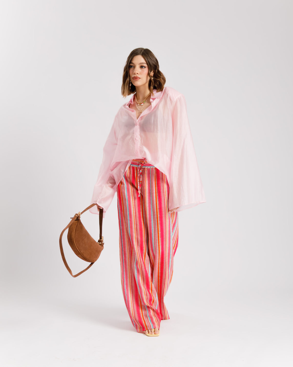 Pantaloni a righe FUCSIA - 11625