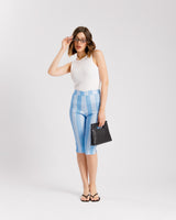 Pantaloni capri a righe AZZURRO - A63791