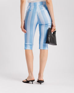 Pantaloni capri a righe AZZURRO - A63791
