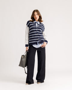 Cardigan in lana a righe - 80290