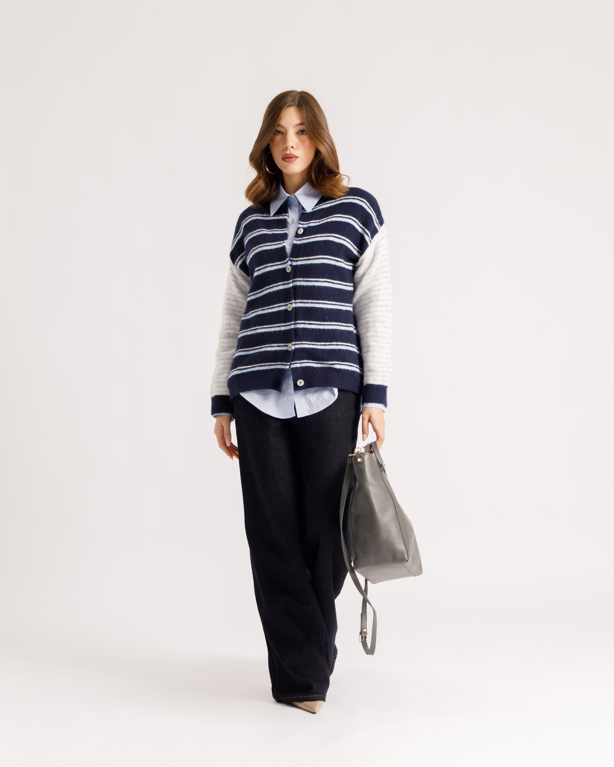 Cardigan in lana a righe - 80290