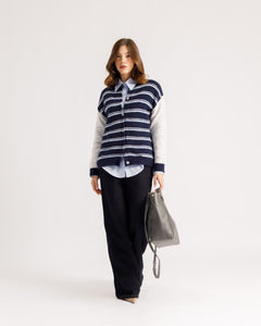 Cardigan in lana a righe - 80290