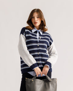 Cardigan in lana a righe - 80290