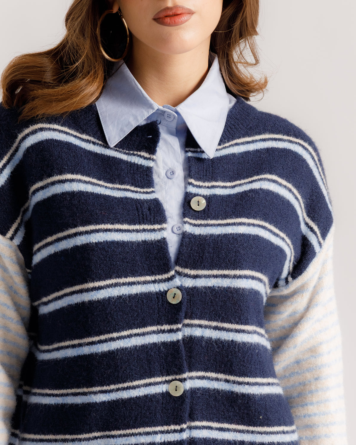 Cardigan in lana a righe - 80290