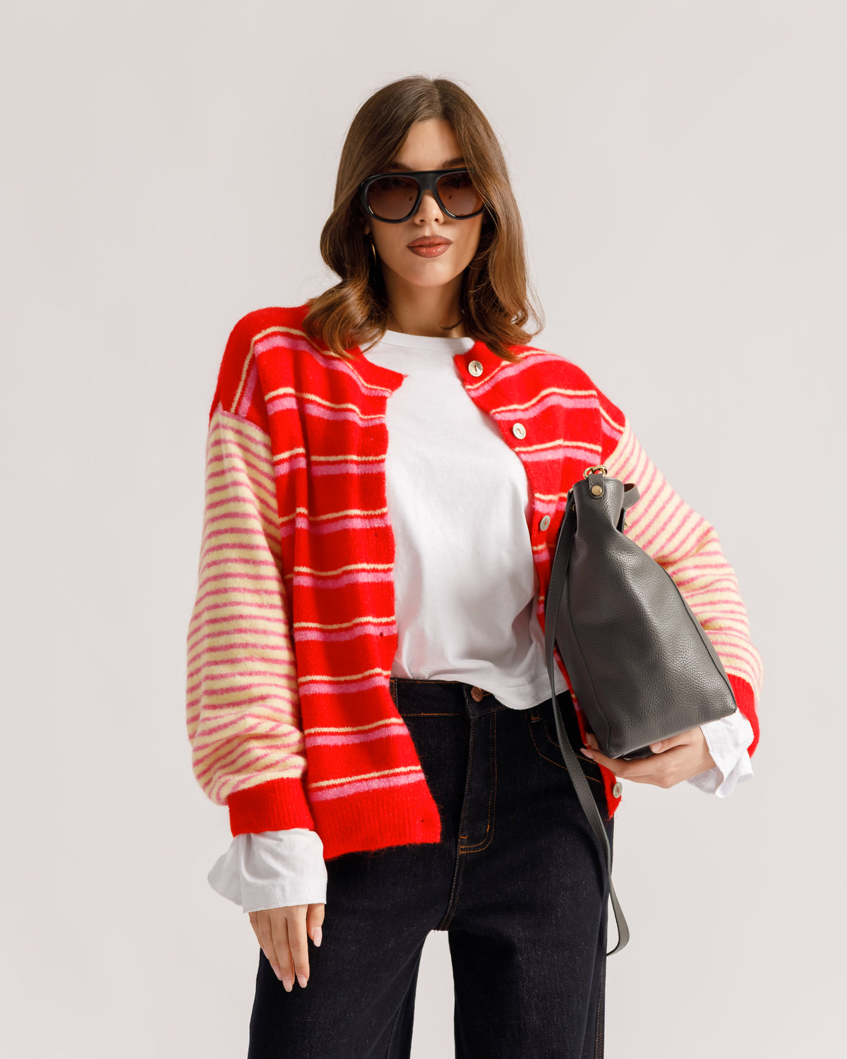 Cardigan in lana a righe - 80290