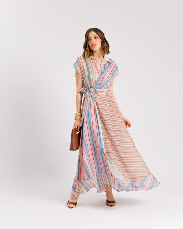 Abito lungo patchwork giromanica - R15290