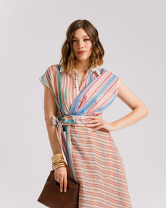 Abito lungo patchwork giromanica - R15290