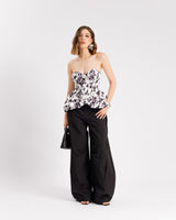 Pantaloni palazzo in cotone NERI - P15672