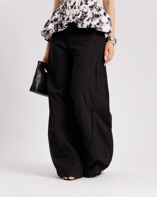 Pantaloni palazzo in cotone NERI - P15672