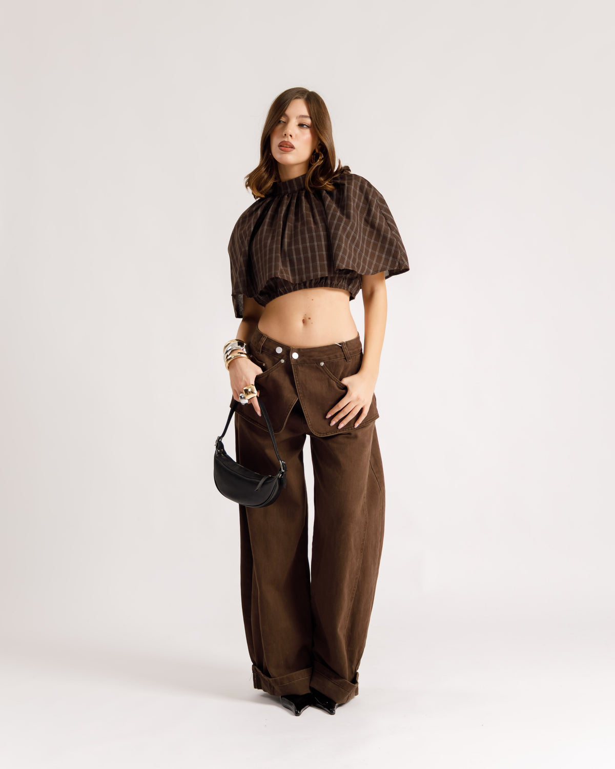 Blusa crop quadri - H16992