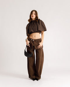 Blusa crop quadri - H16992