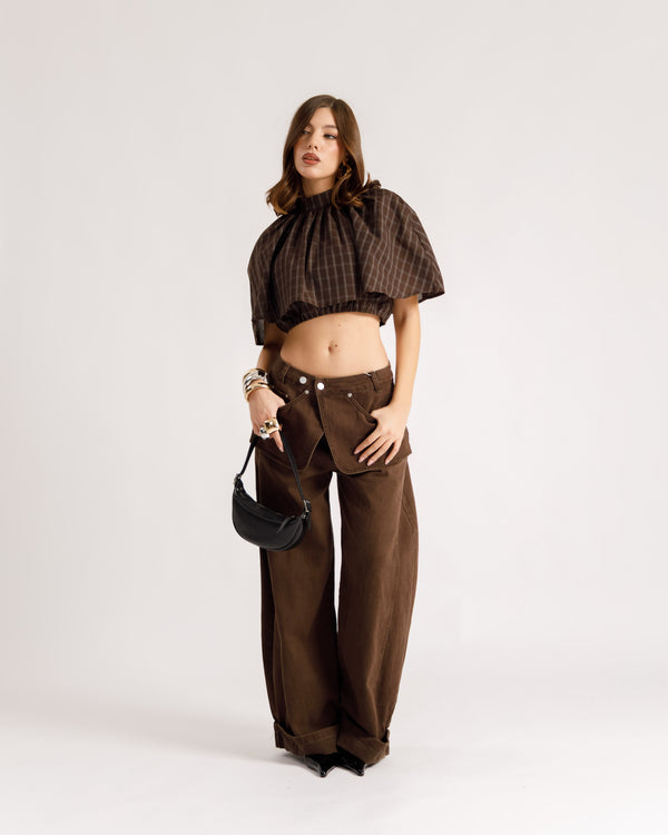 Blouse courte à carreaux - H16992