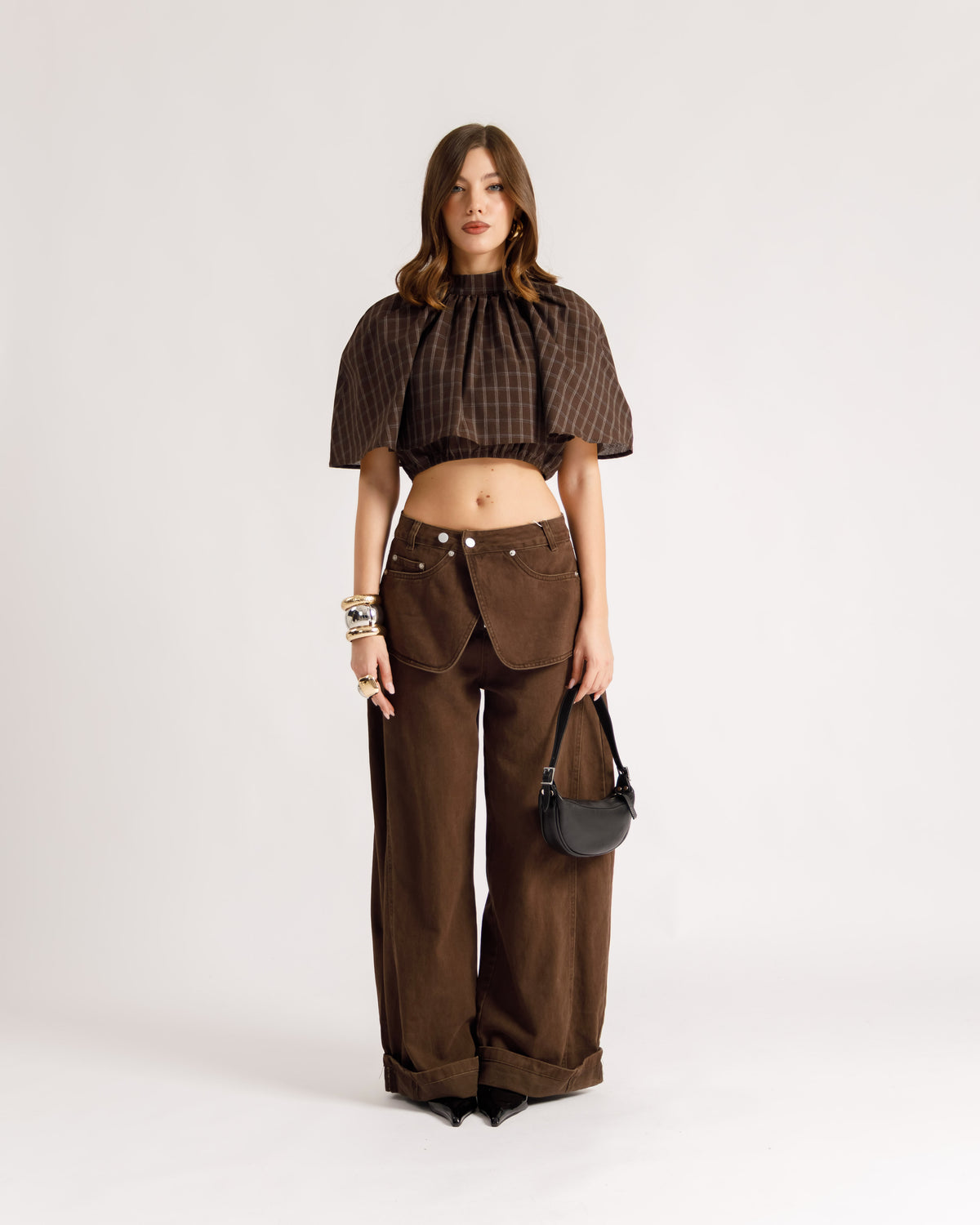 Blusa crop quadri - H16992