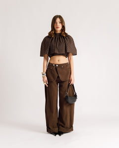 Blusa crop quadri - H16992