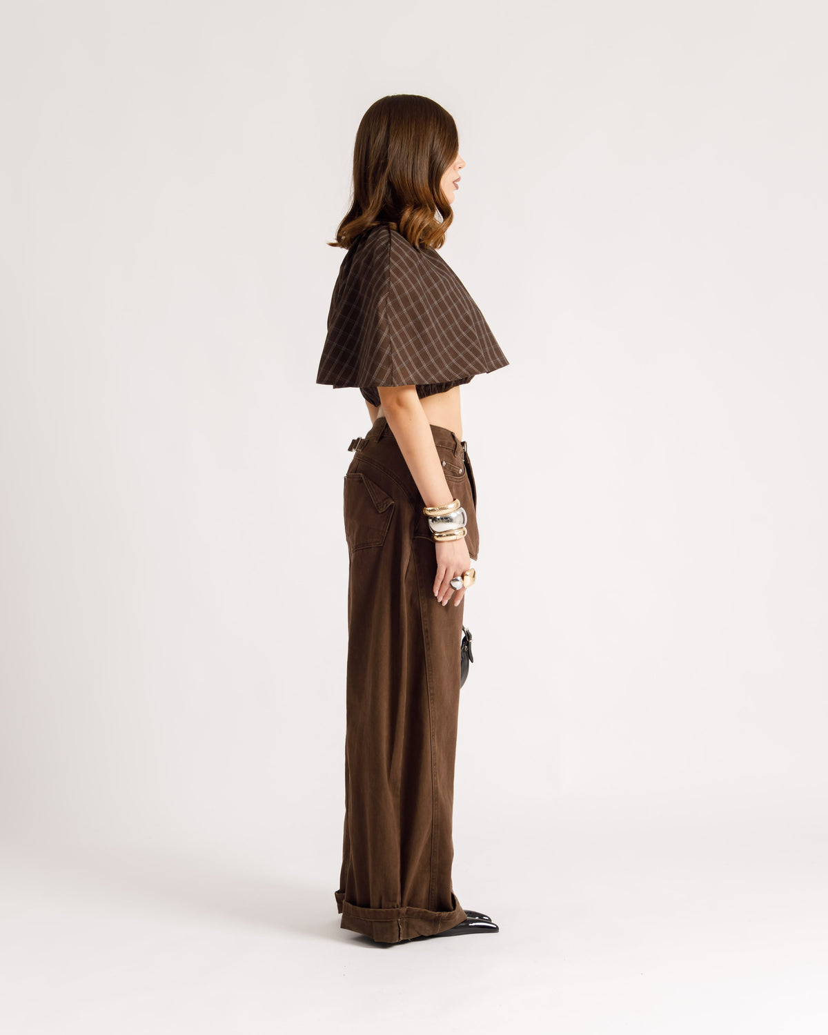 Blusa crop quadri - H16992